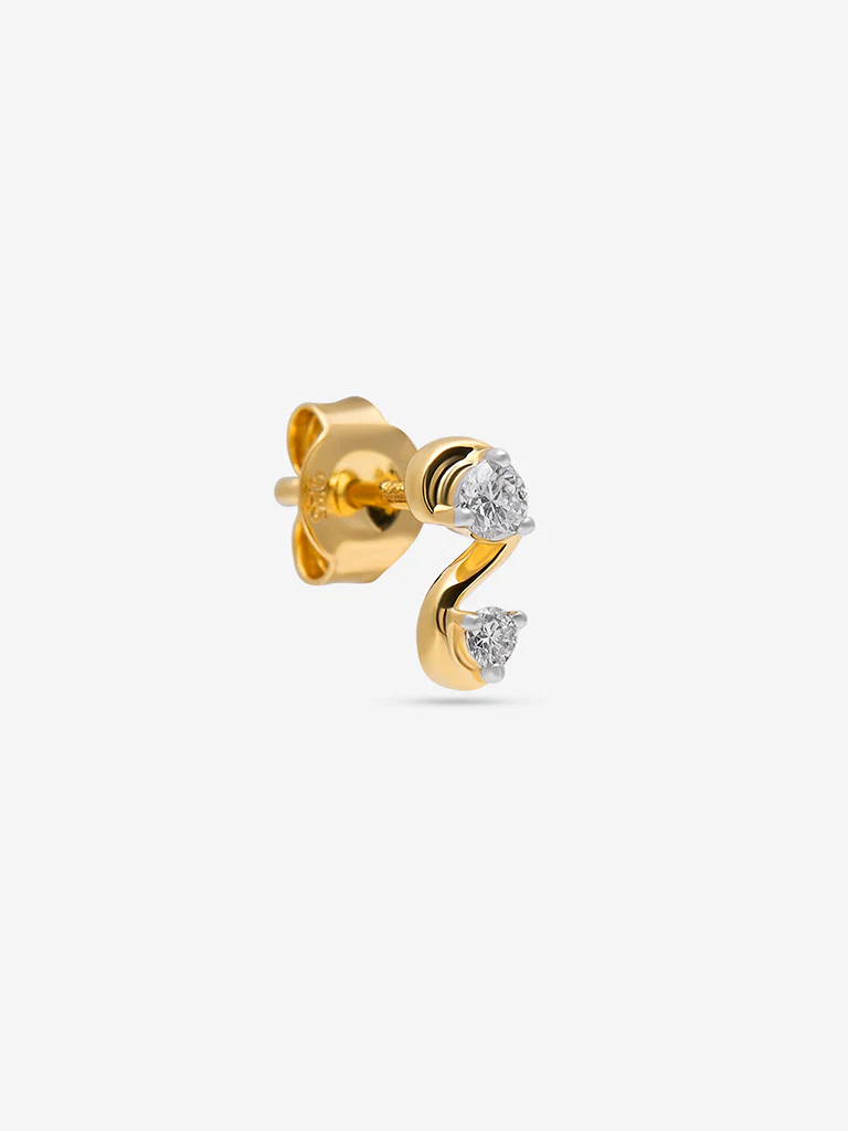 Gold and Lab Diamond Stud Earrings - Image 2