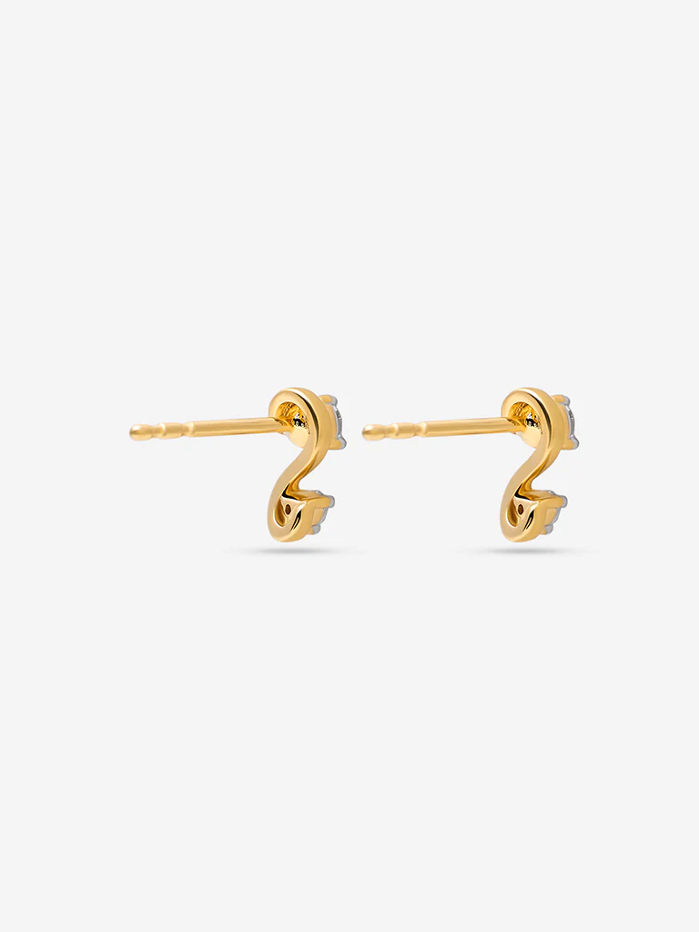Gold and Lab Diamond Stud Earrings - Image 3
