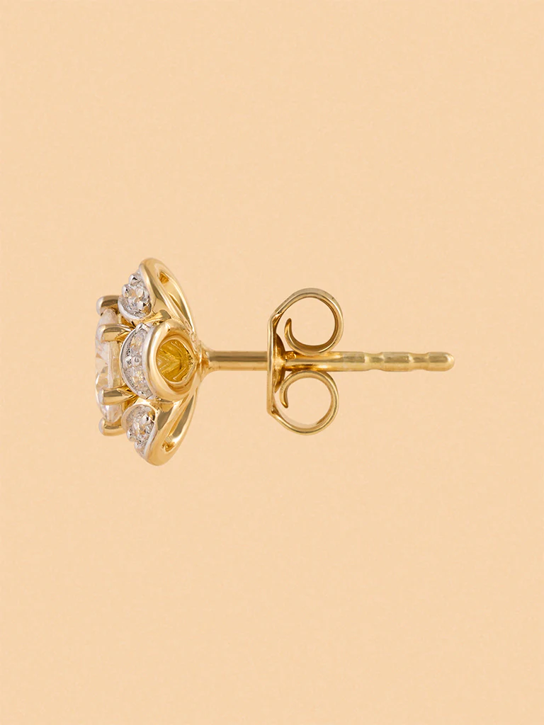 Gold Classic Floral Earrings - Image 2