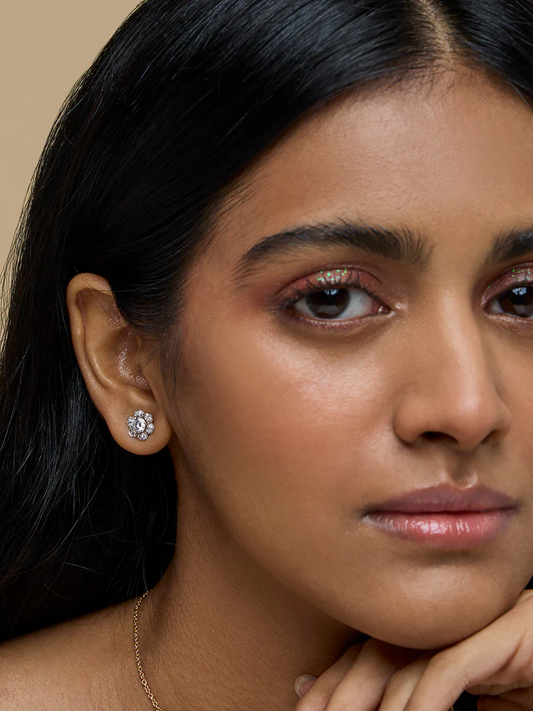 Gold Classic Floral Earrings - Image 6