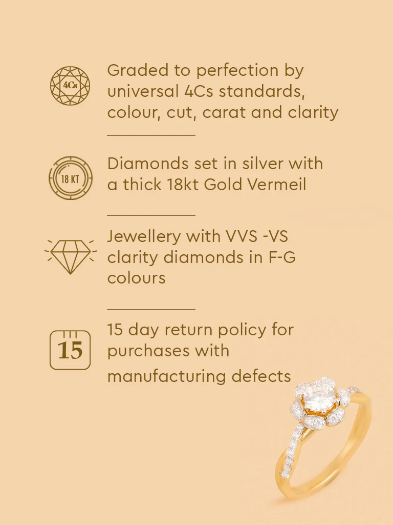 Gold Classic Floral Gold Plated Ring - Image 6