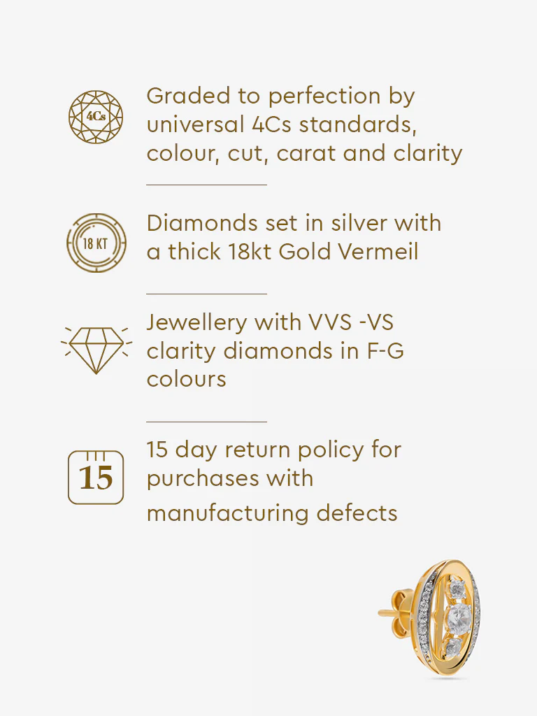 Gold Cluster Gold Plated Lab Diamond Stud Earrings - Image 6