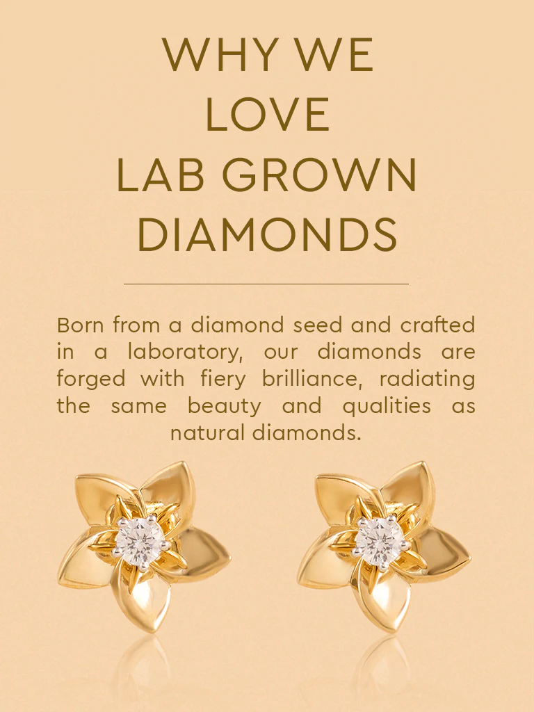 Gold Floral Solitaire Earrings - Image 4