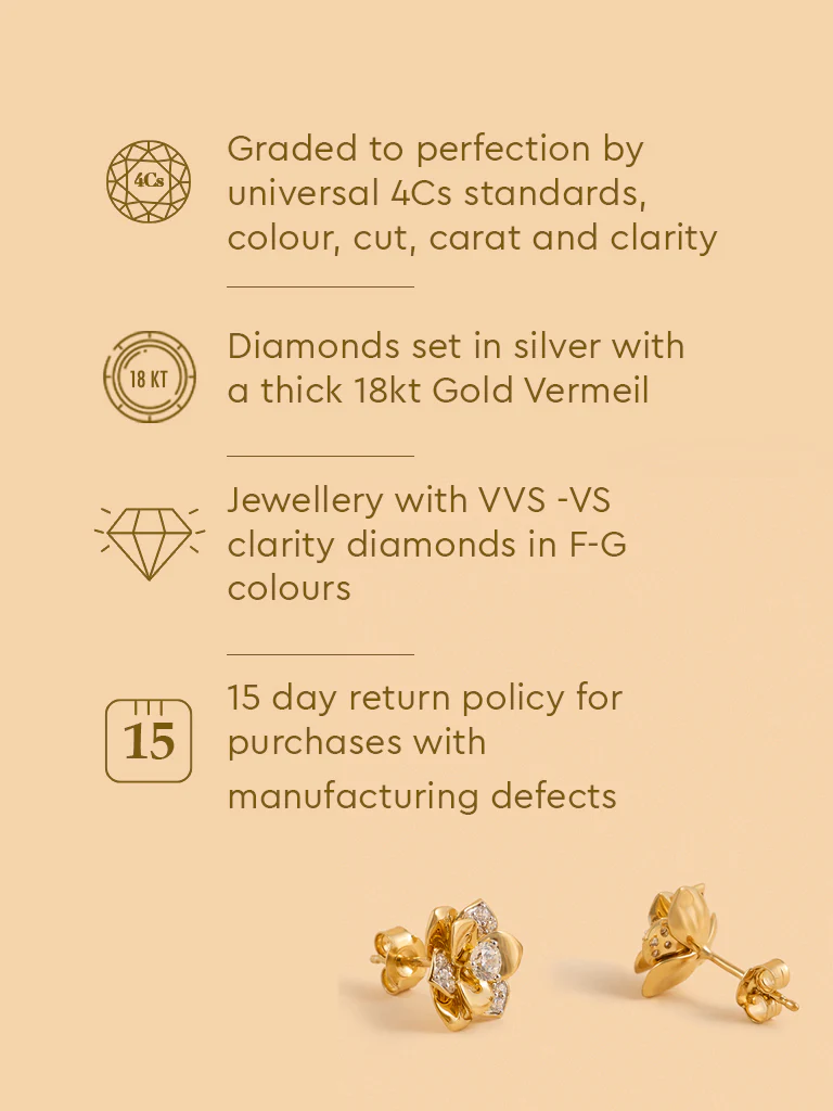 Gold Multilayer Rose Earrings - Image 5