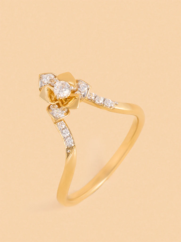 Gold Multilayer Rose V Ring - Image 2