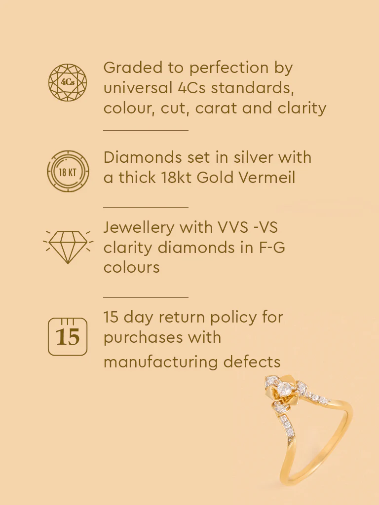 Gold Multilayer Rose V Ring - Image 6