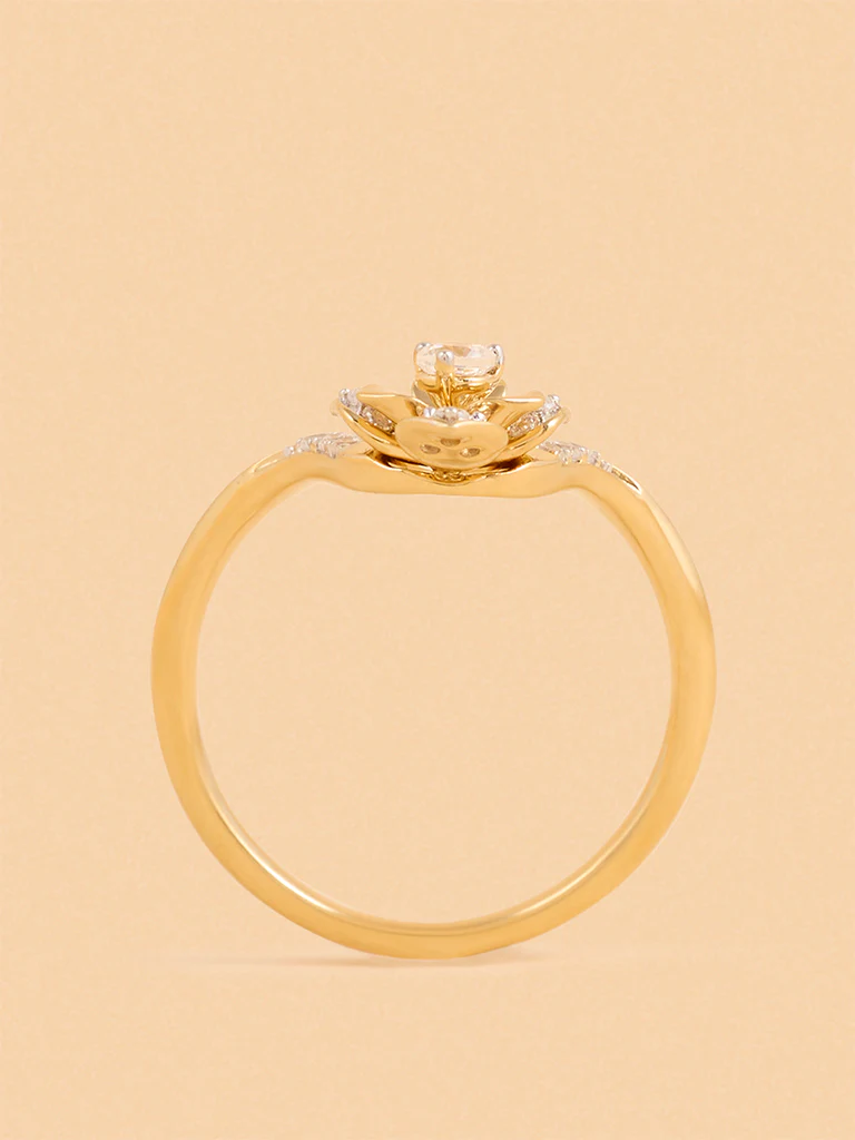 Gold Multilayer Rose V Ring - Image 3