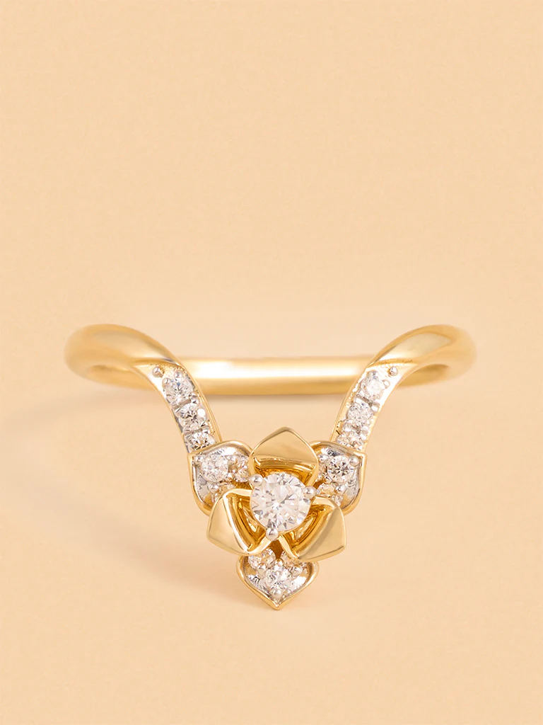 Gold Multilayer Rose V Ring - Image 4