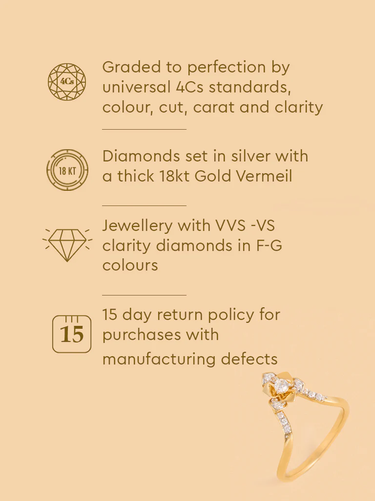 Gold Multilayer Rose V Ring - Image 6