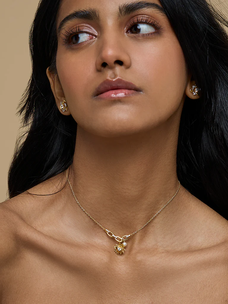 Gold Pearl Daisy Gold Plated Necklace