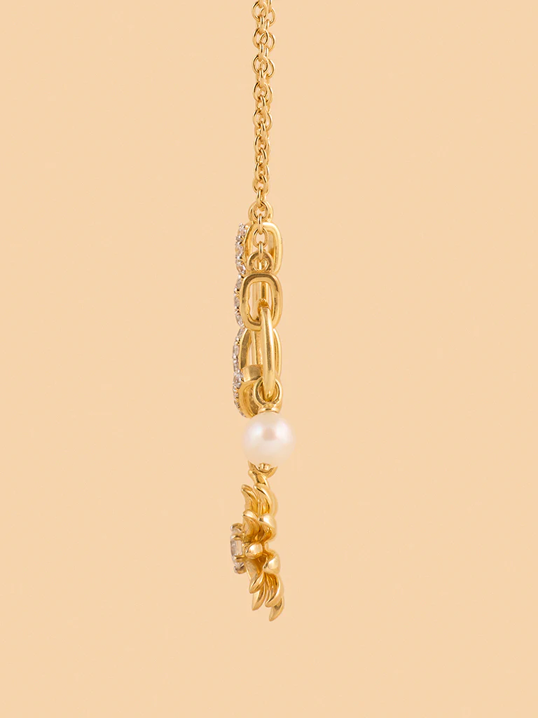Gold Pearl Daisy Gold Plated Necklace - Image 4