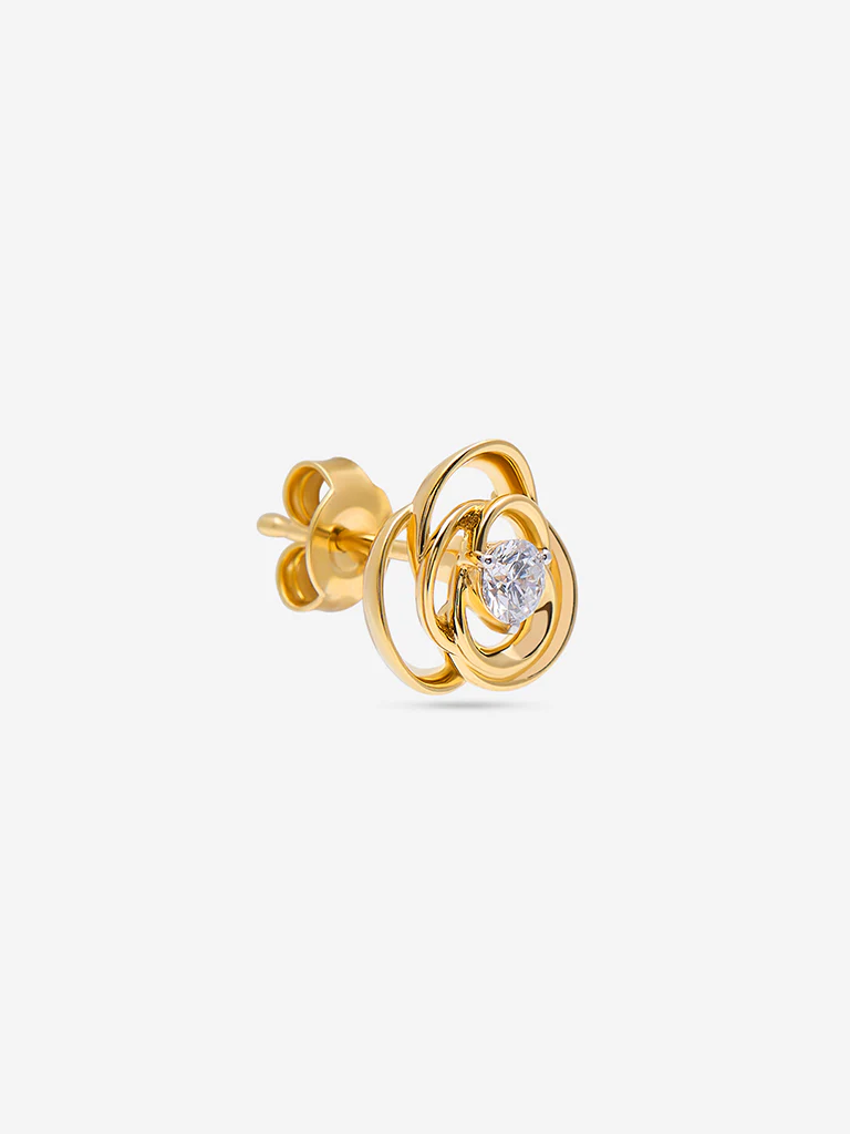 Gold Rosette Lab Diamond Stud Earrings - Image 3