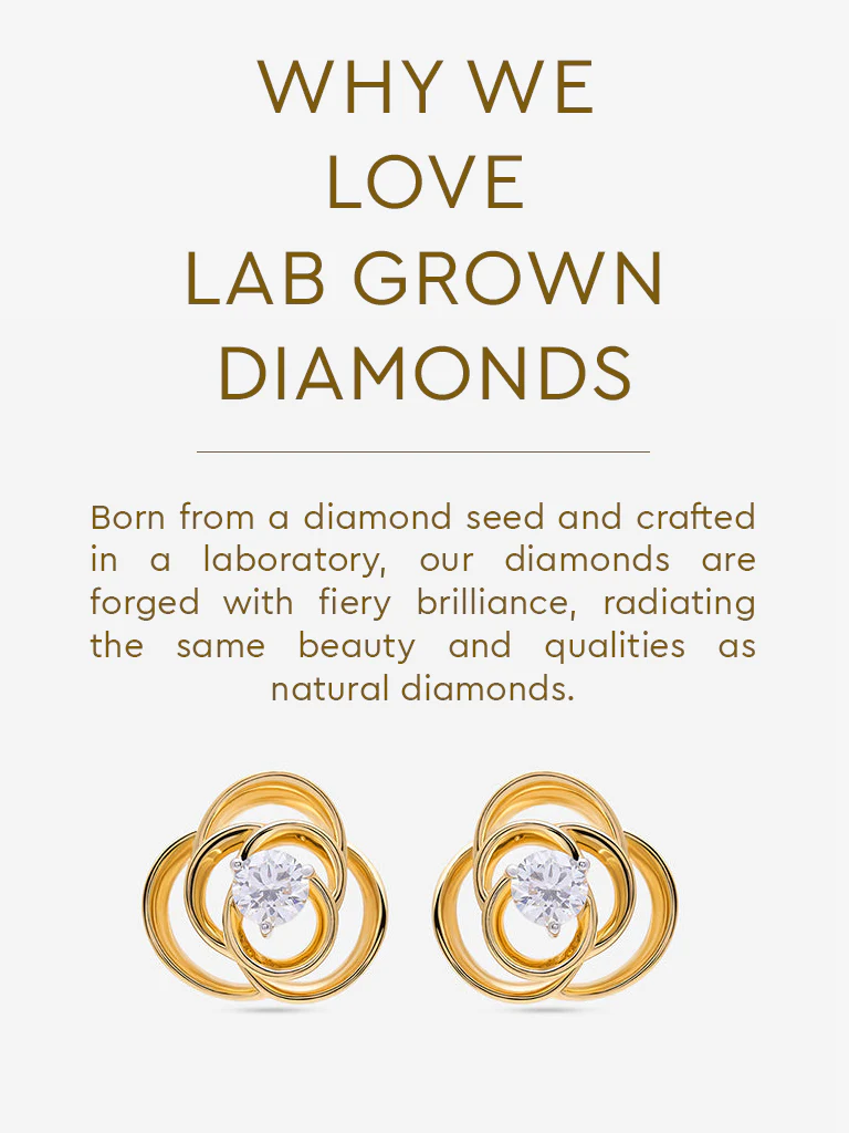 Gold Rosette Lab Diamond Stud Earrings - Image 5