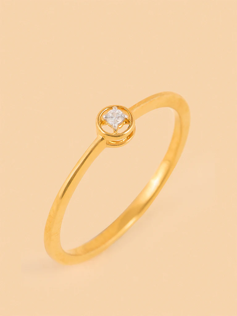Gold Solitaire Sparkle Ring - Image 2