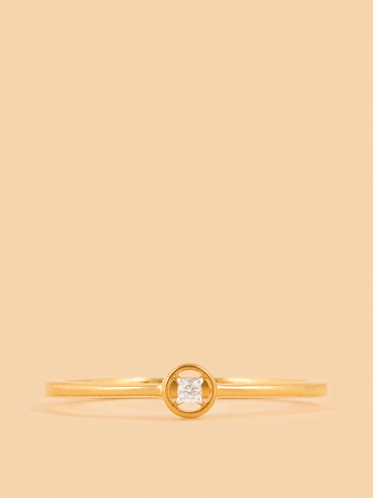 Gold Solitaire Sparkle Ring - Image 3