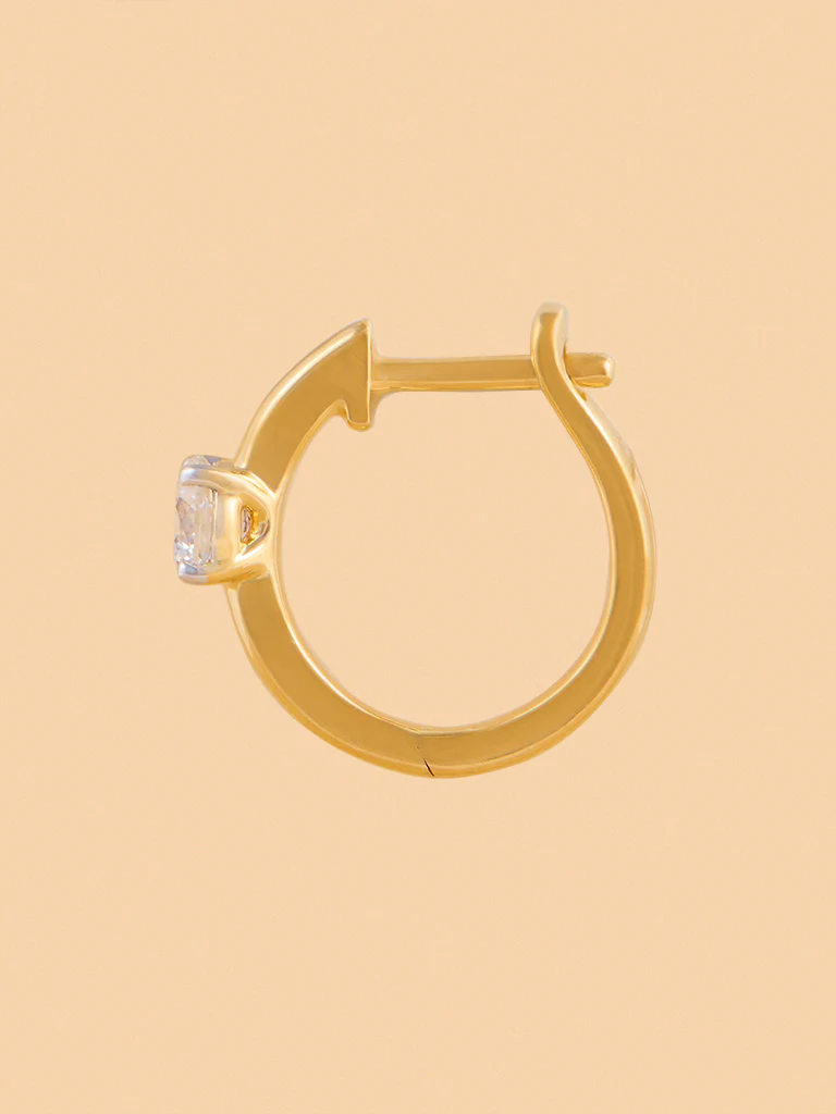 Hoop Solitaire Earring with Lab Diamond Accents - Image 3