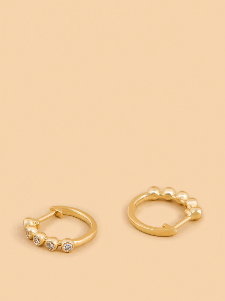 Huggie Bezel Set Lab Diamond Earrings - Image 2