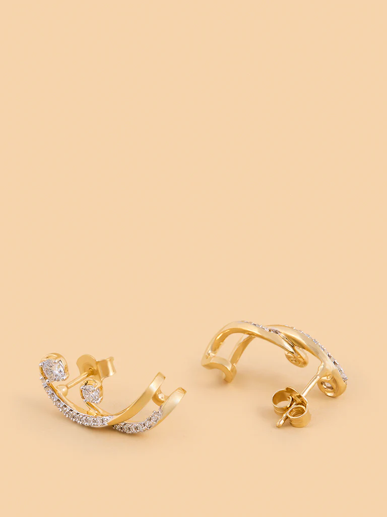 Intricate Swirl Lab Diamond Ear Climbers - Image 2
