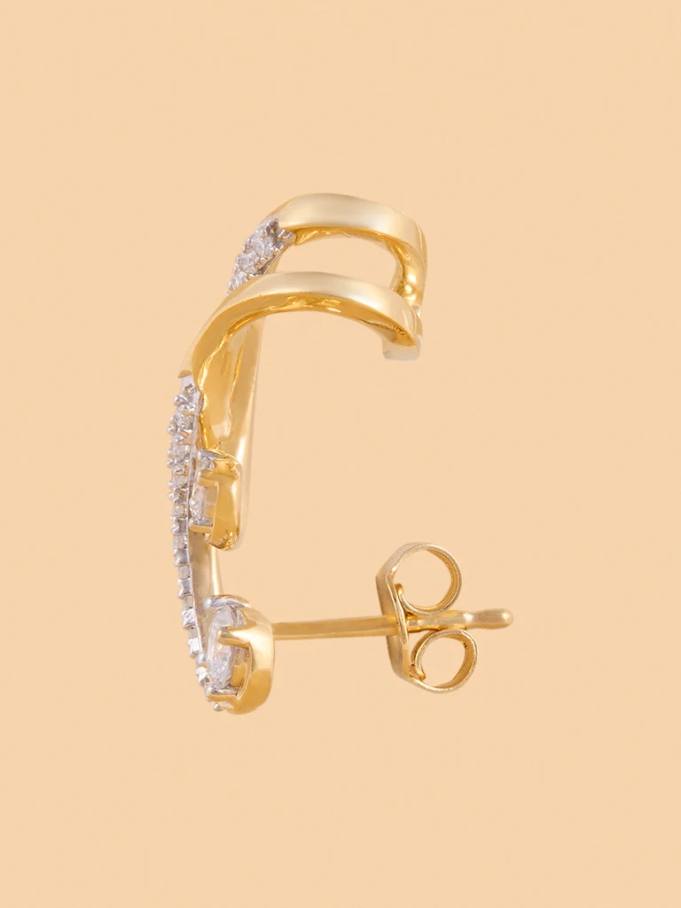 Intricate Swirl Lab Diamond Ear Climbers - Image 3