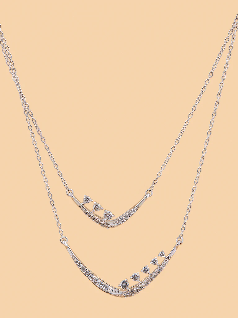 Layered Bead Detailed Lab Diamond Necklace - Image 2