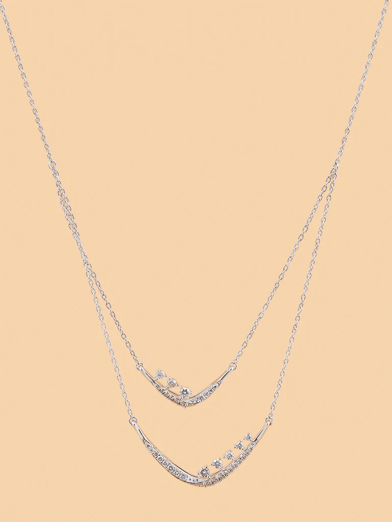 Layered Bead Detailed Lab Diamond Necklace - Image 3