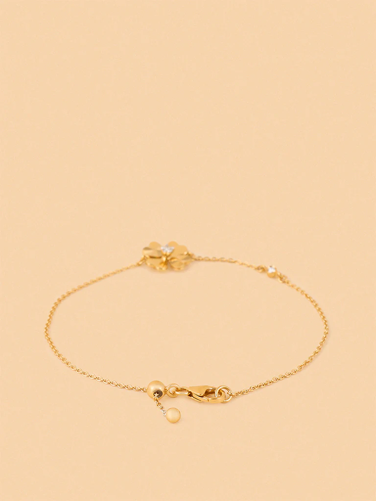 Minimalist Lab Diamond Clover Heart Chain Bracelet - Image 2