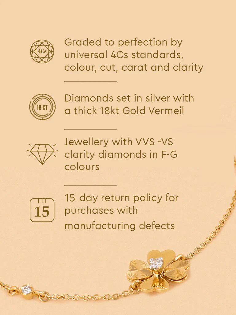Minimalist Lab Diamond Clover Heart Chain Bracelet - Image 5