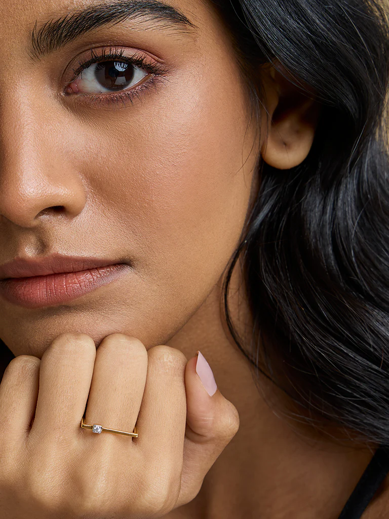 Modern Asymmetrical Solitaire Ring