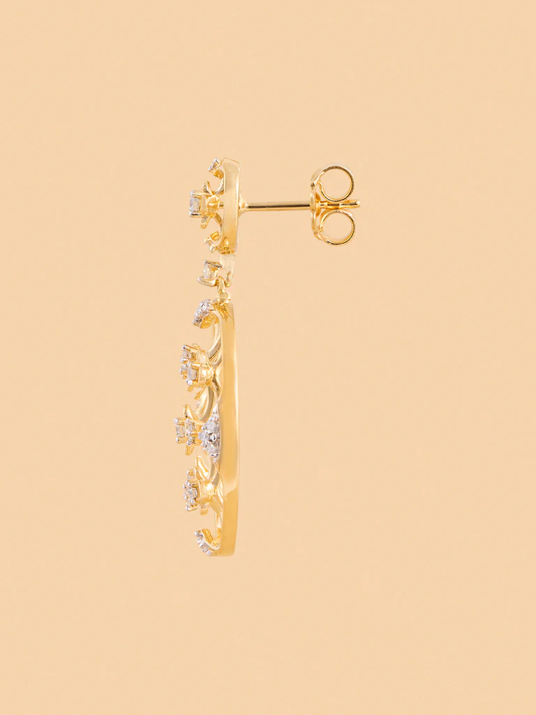Oval Lab Diamond Earrings with Floral Detailing - Image 3
