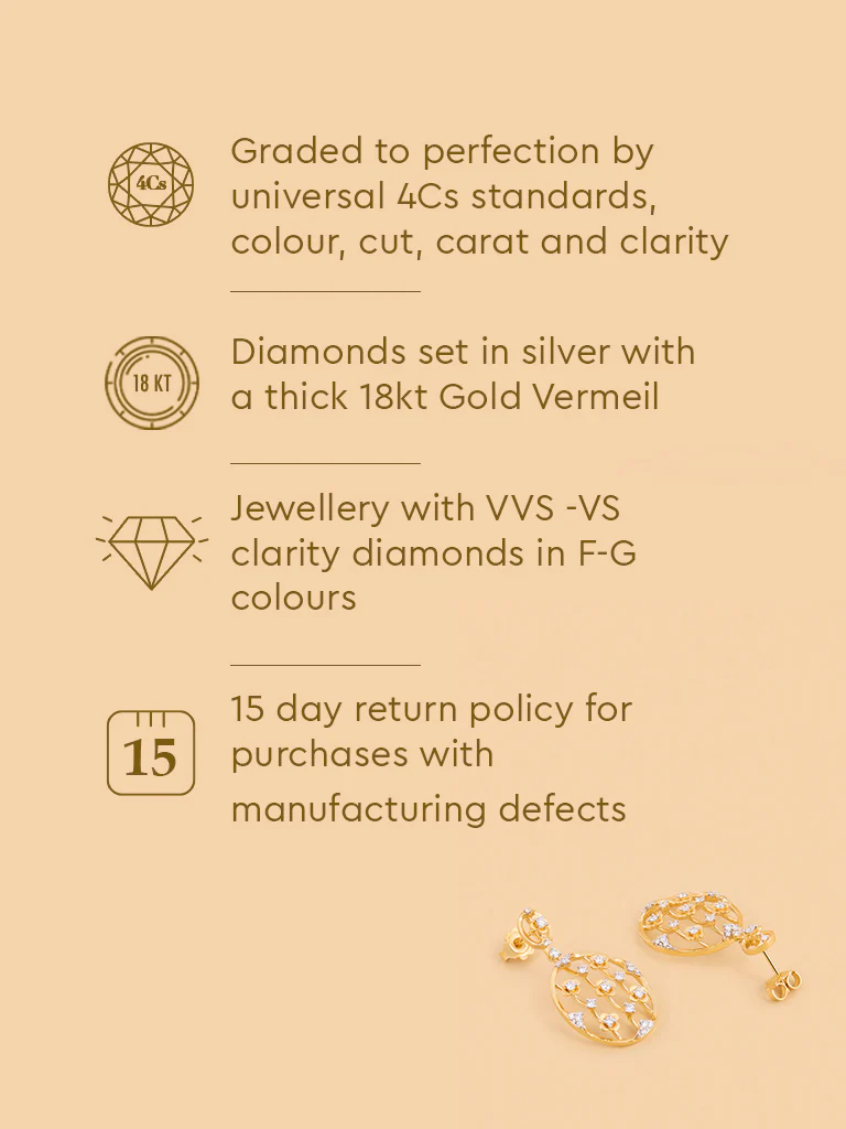 Oval Lab Diamond Earrings with Floral Detailing - Image 5