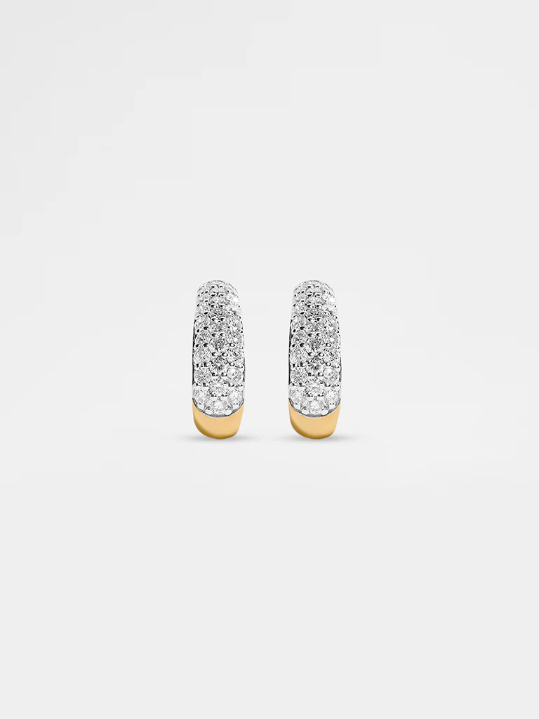 Pave Lab Diamond J-Shaped Hoop Earrings - Image 2