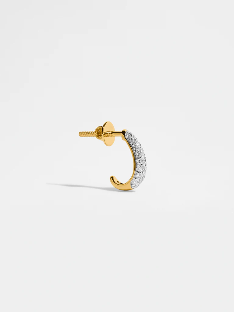 Pave Lab Diamond J-Shaped Hoop Earrings - Image 3
