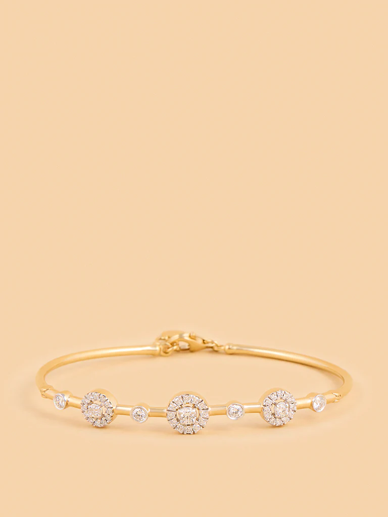 Radiant Halo Gold Plated Lab Diamond Bangle Bracelet