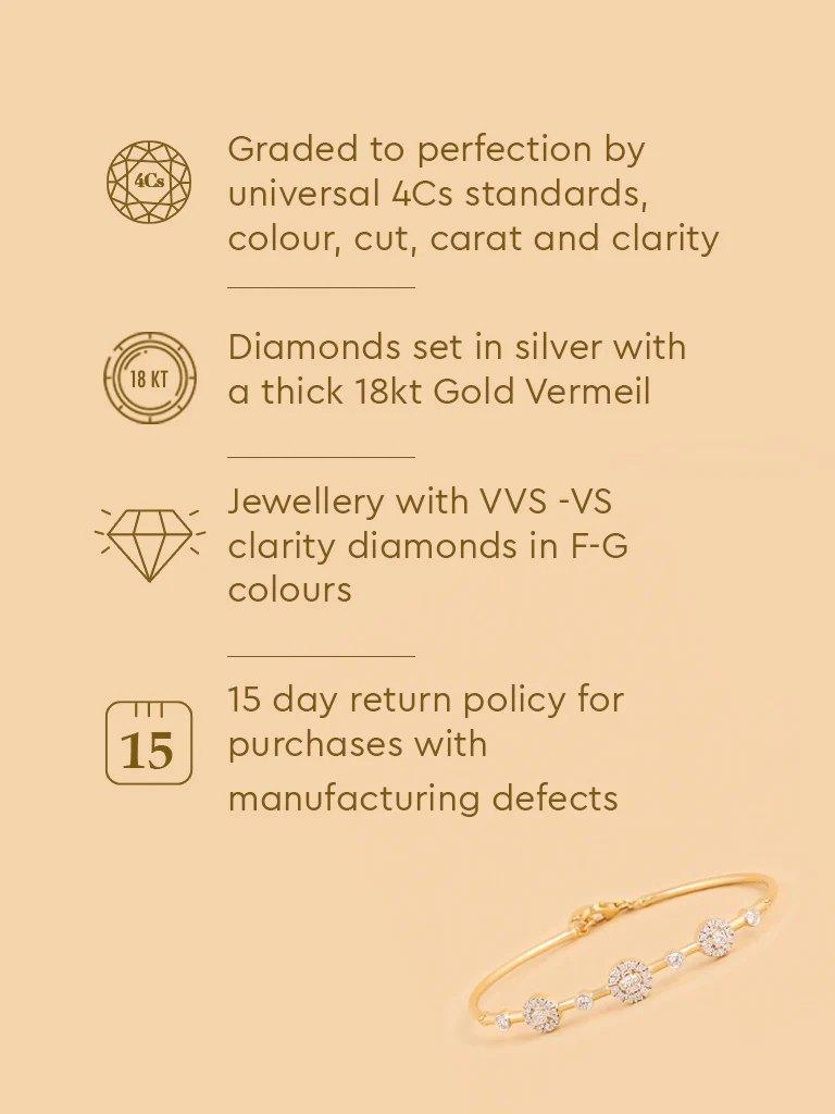 Radiant Halo Gold Plated Lab Diamond Bangle Bracelet - Image 5
