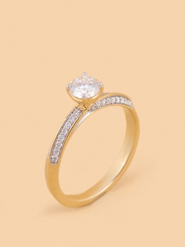 Radiant Round Gold Plated Lab Diamond Solitaire Ring - Image 2