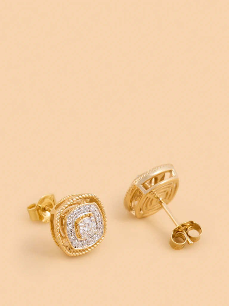 Rope Detailing in Cushion Lab Diamond Earrings - Image 2