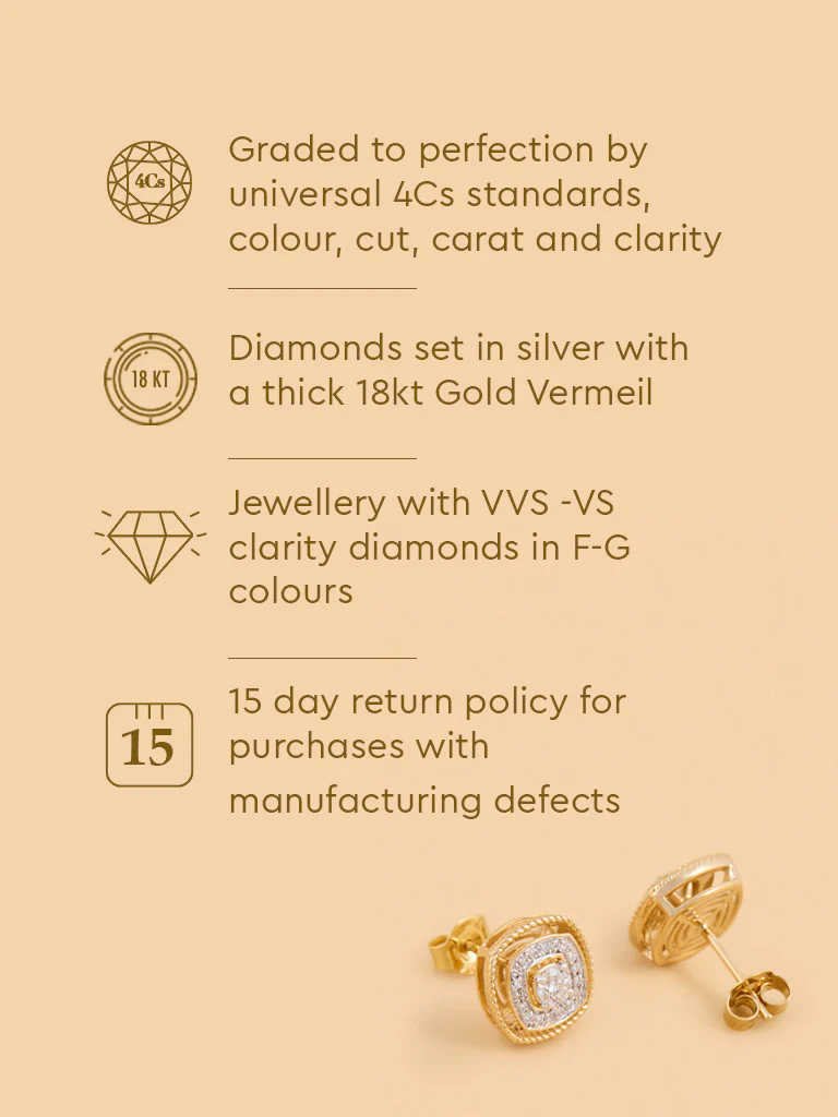 Rope Detailing in Cushion Lab Diamond Earrings - Image 5