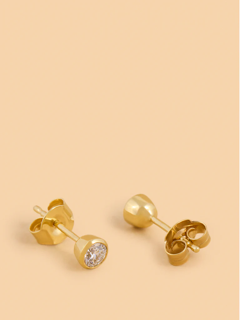 Round Bezel Set Lab Diamond Stud Earrings - Image 2