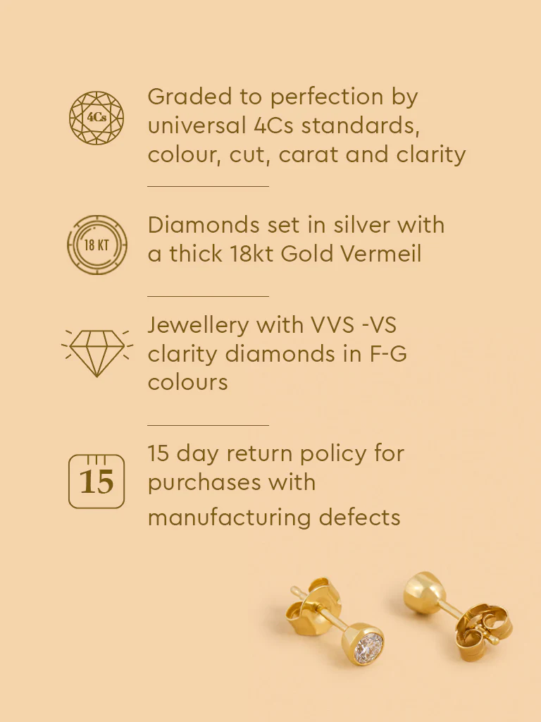 Round Bezel Set Lab Diamond Stud Earrings - Image 5