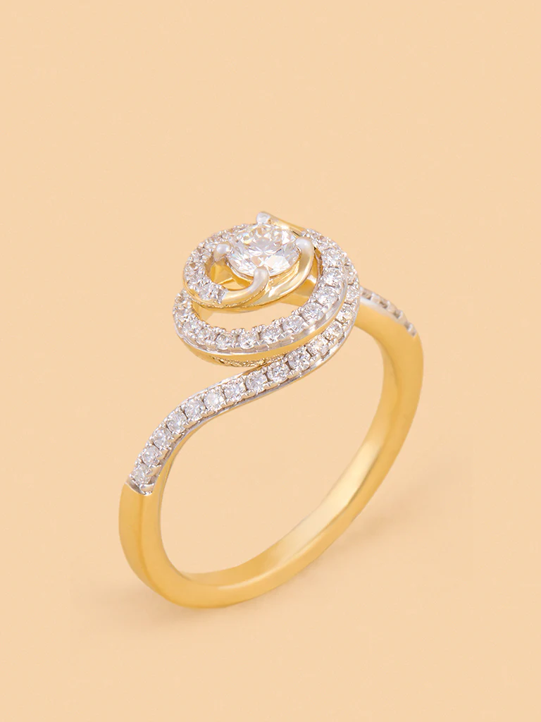 Spiral Swirl Gold Plated Lab Diamond Solitaire Ring