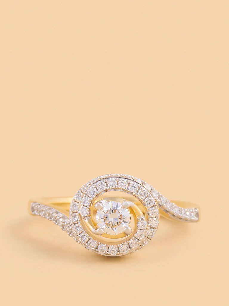 Spiral Swirl Solitaire Lab Diamond Ring - Image 2