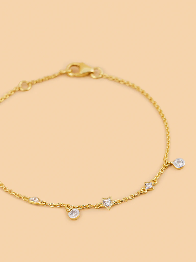 Star and Heart Lab Diamond Chain Bracelet