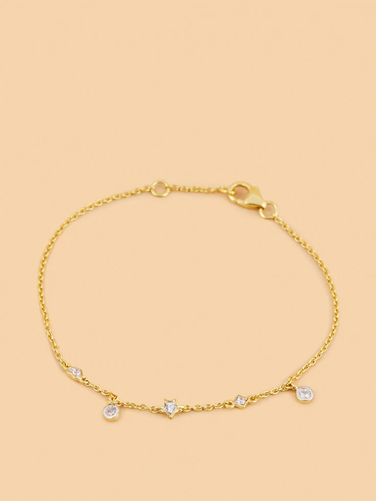 Star and Heart Lab Diamond Chain Bracelet - Image 3