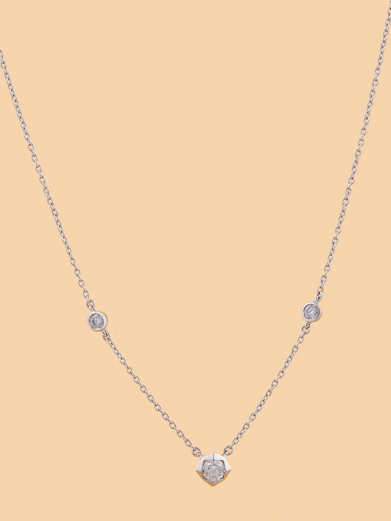 Stellar Triple Lab Diamond Pendant Necklace - Image 3