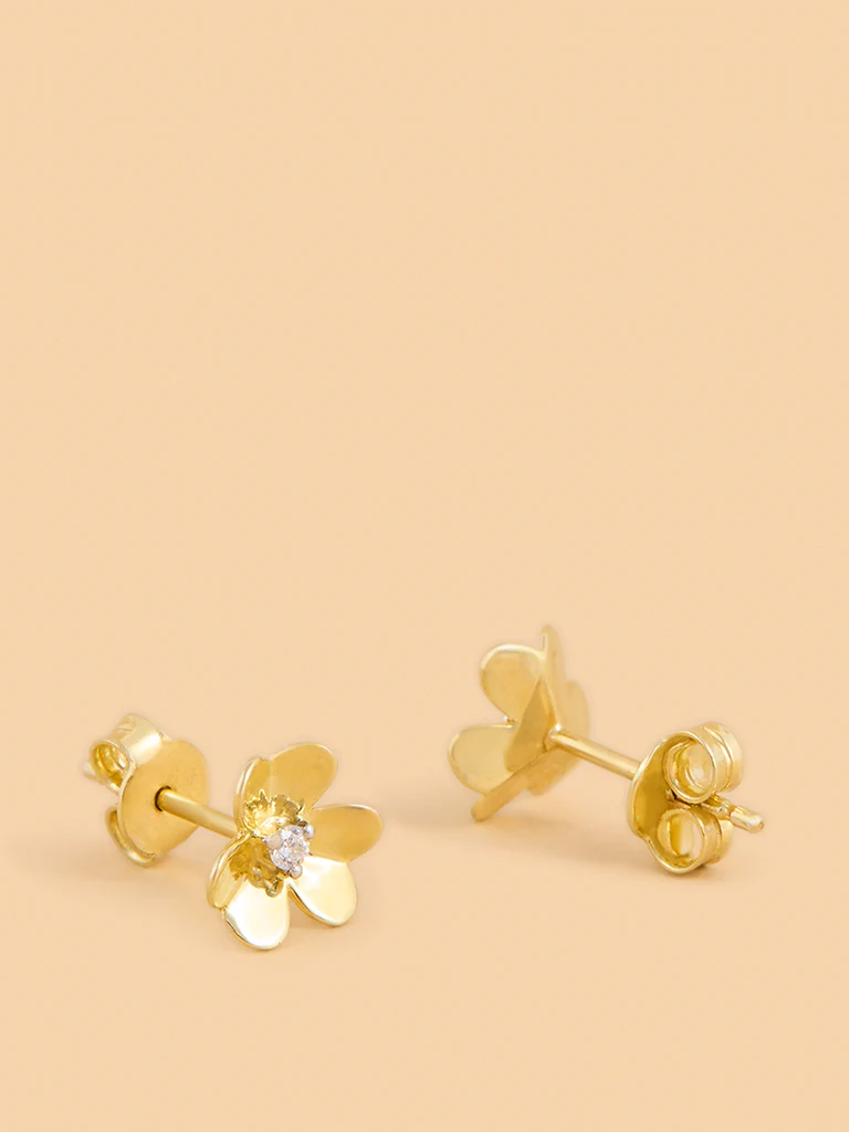 Timeless Floral Stud Lab Diamond Earrings - Image 2