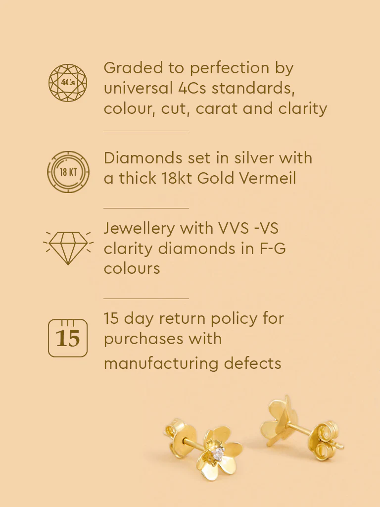 Timeless Floral Stud Lab Diamond Earrings - Image 5
