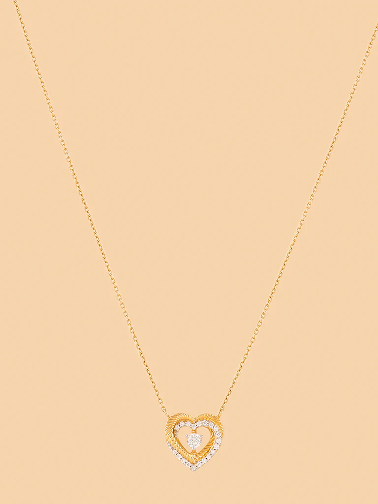 Trendy Lab Diamond Layered Halo Heart Necklace