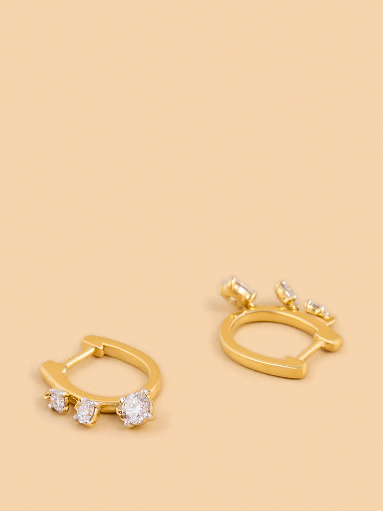 Trio Dangling Hoops with Lab Diamonds - Image 2