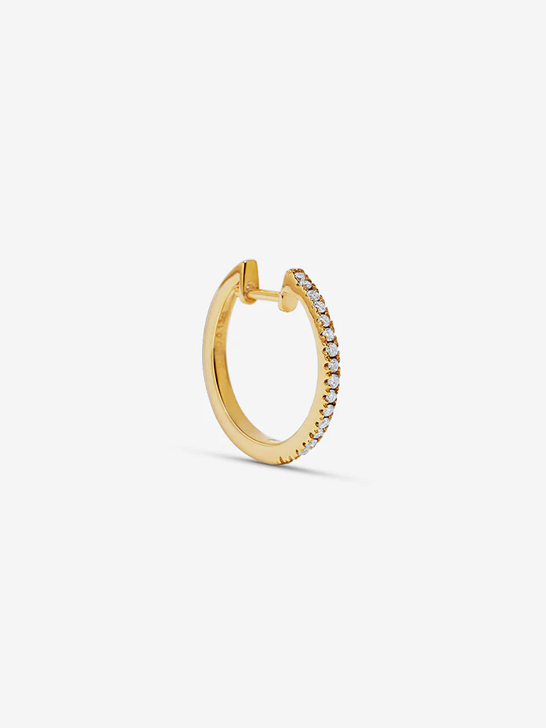 White Gold Plated Lab Diamond Studded Hoop Earrings - Image 2