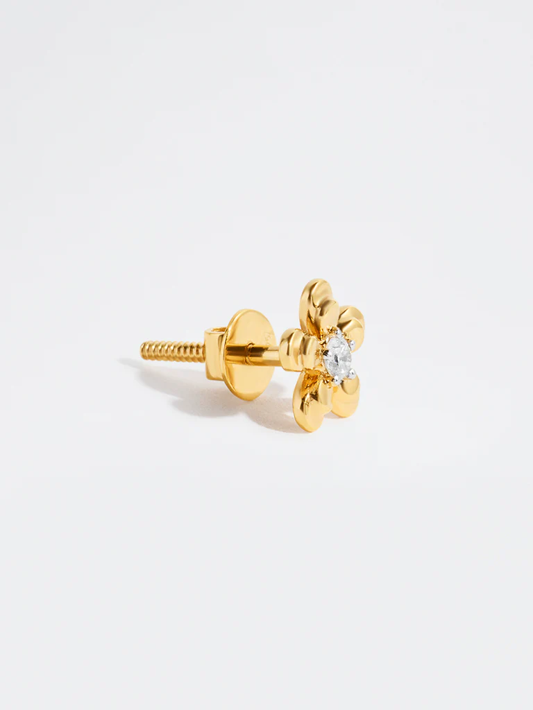 Yellow Lab Diamond Flower Earrings - Image 3